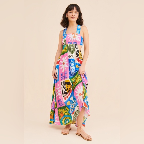 Anthropologie Dresses & Skirts - NEW Anthropologie Cutout Maxi Dress Vibrant Statement Artsy Patchwork Sun moon S